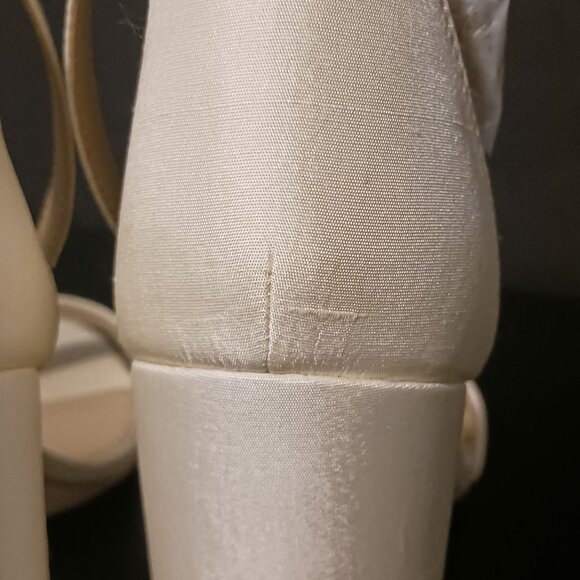 NEW Sam Edelman Yaro Block Heel Evening Sandals Ivory Satin Size 9 - Picture 6 of 13